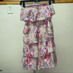 Strapless Floral Dress